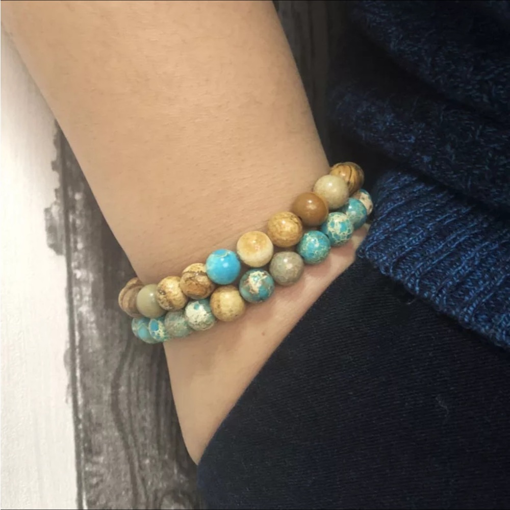 Set of picture jasper and emperor Jasper bracelets - Picture 3 of 6